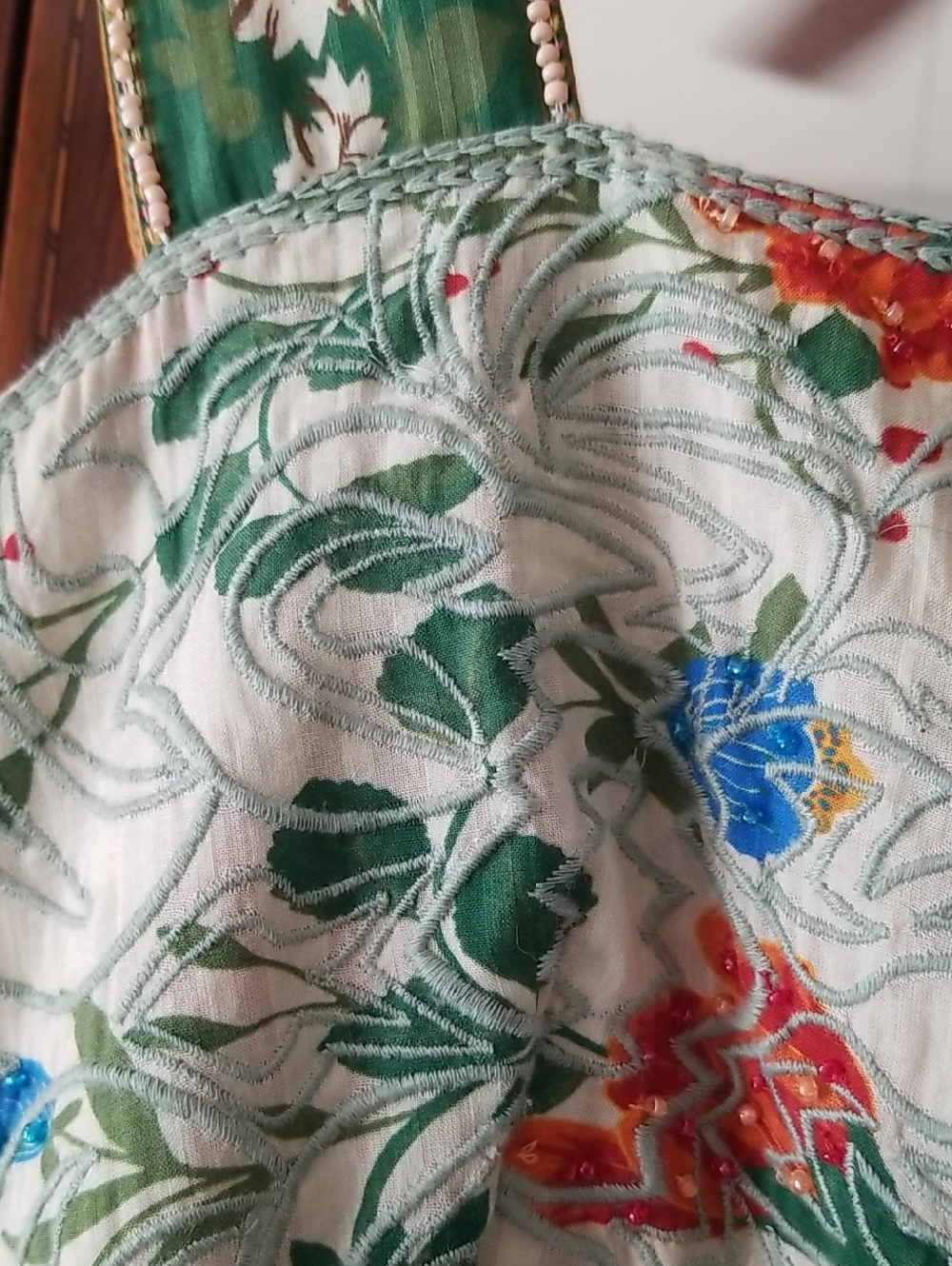 NEW! Caroline Constas 💚Green Floral Midi Dress with Green Boarder - Picture 8 of 10